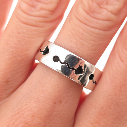 925 Sterling Silver Vintage Mexico Arrow Oxidized Band Ring Size 7.5