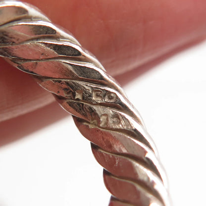 925 Sterling Silver Vintage Mexico Twisted Band Ring Size 9.25