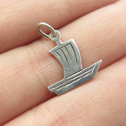 925 Sterling Silver Vintage Sail Boat 3D Charm Pendant