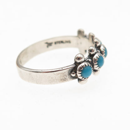 Bell Trading Post Old Pawn 925 Sterling Vintage Turquoise Snake Eye Ring Size 8