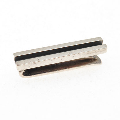 Antonio Pineda 970 Silver Vintage Mexico Modernist Ribbed Oxidized Tie Clip