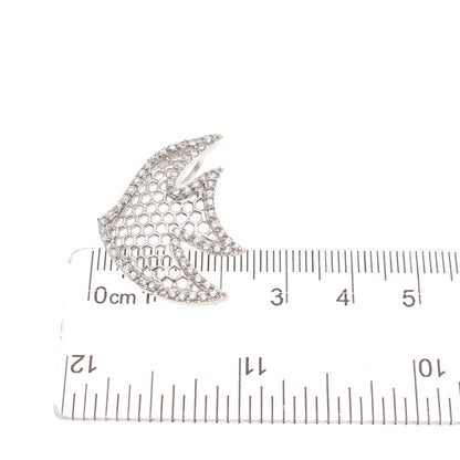 925 Sterling Silver Round-Cut C Z Angelfish Slide Charm Pendant
