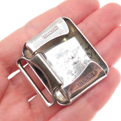 Hickok 925 Sterling Silver Antique Art Deco Enamel FLT Monogram Belt Buckle
