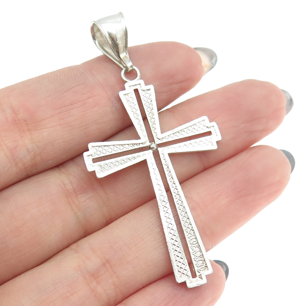 925 Sterling Silver Vintage Beaded Cross Pendant