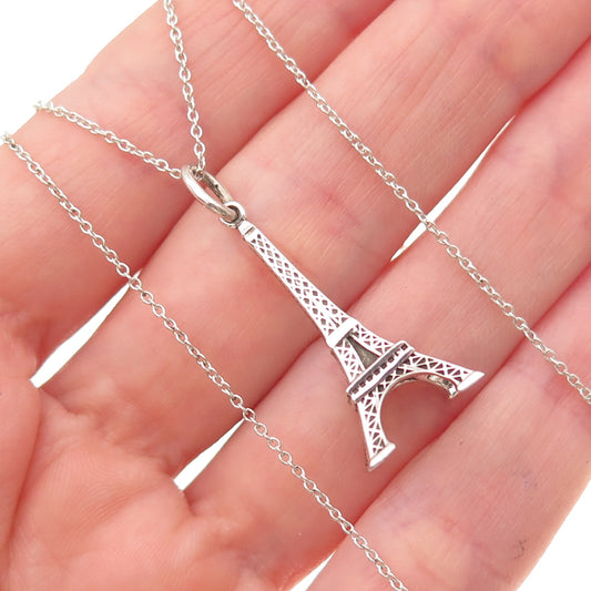 Tiffany & Co. 925 Sterling Silver Vintage Eiffel Tower Cable Chain Necklace 18"