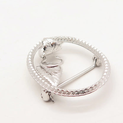 925 Sterling Silver Vintage Curtis Curtman Leaf Pin Brooch