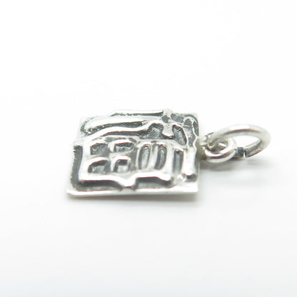 925 Sterling Silver Vintage Chinese Character Charm Pendant