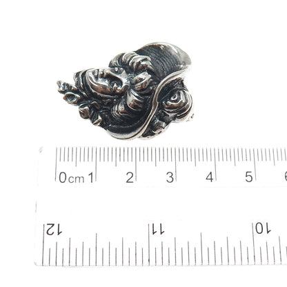 925 Sterling Silver Vintage Victorian Lady Oxidized Pin Brooch