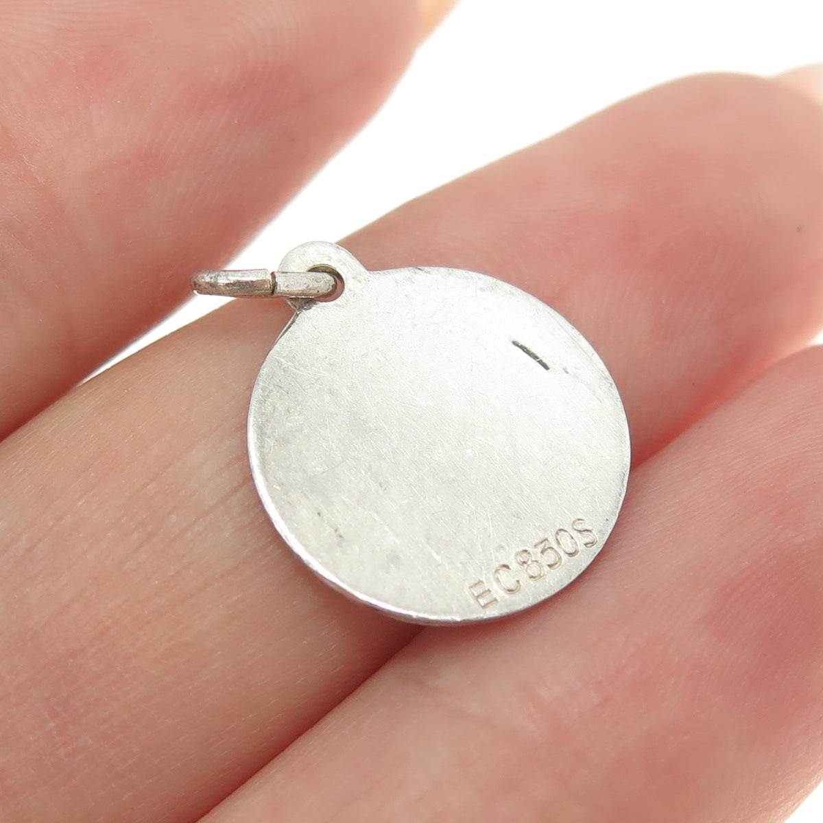 EMIL CHRISTANSEN 830S Silver Vintage Denmark Round Tag Charm Pendant