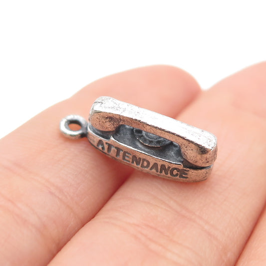 BALFOUR Sterling Vintage Princess Attendance Rotary Phone Oxidized Mini Pendant
