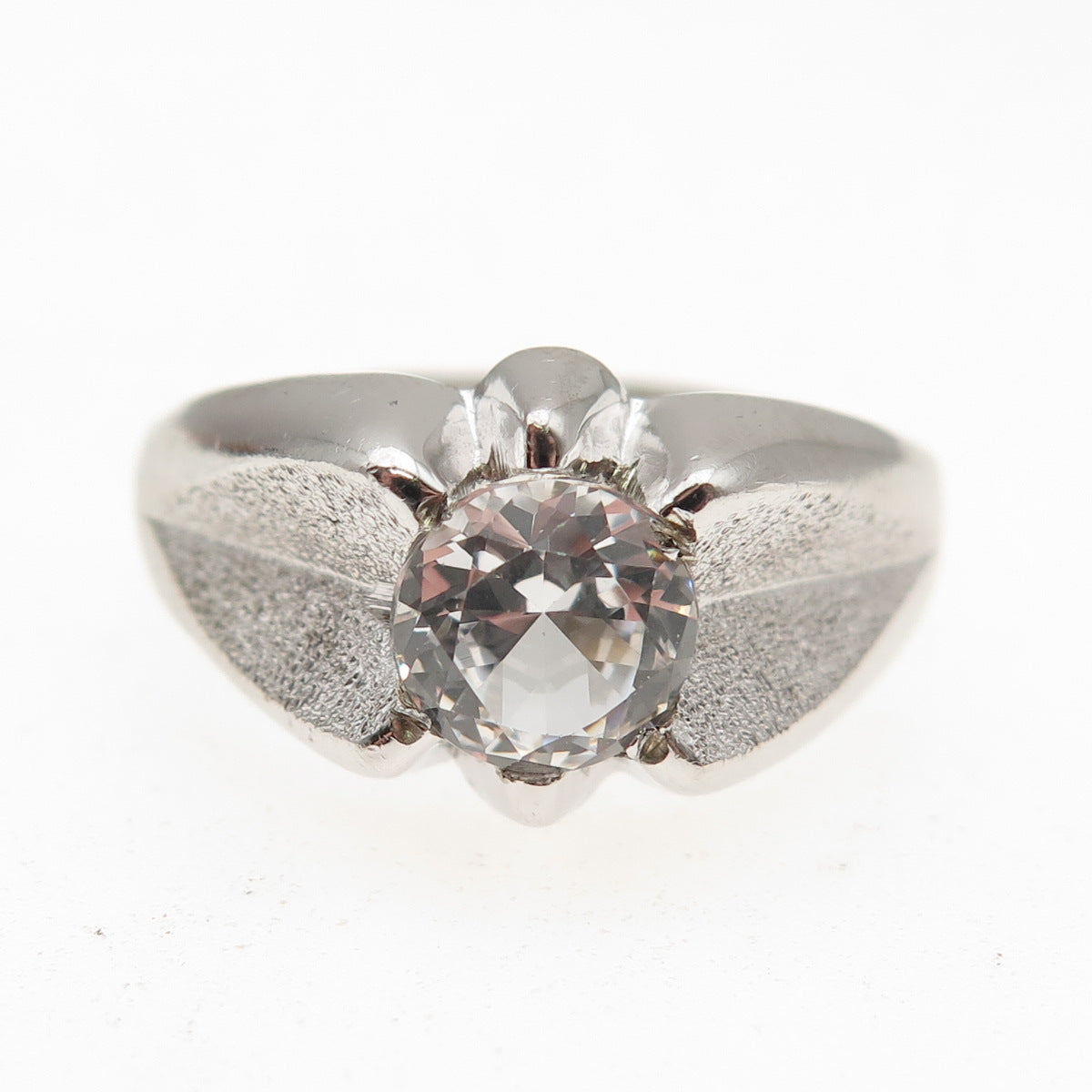 Vargas Sterling Silver Antique Art Deco Rhinestone Engagement Ring Size 11.75