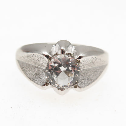 Vargas Sterling Silver Antique Art Deco Rhinestone Engagement Ring Size 11.75