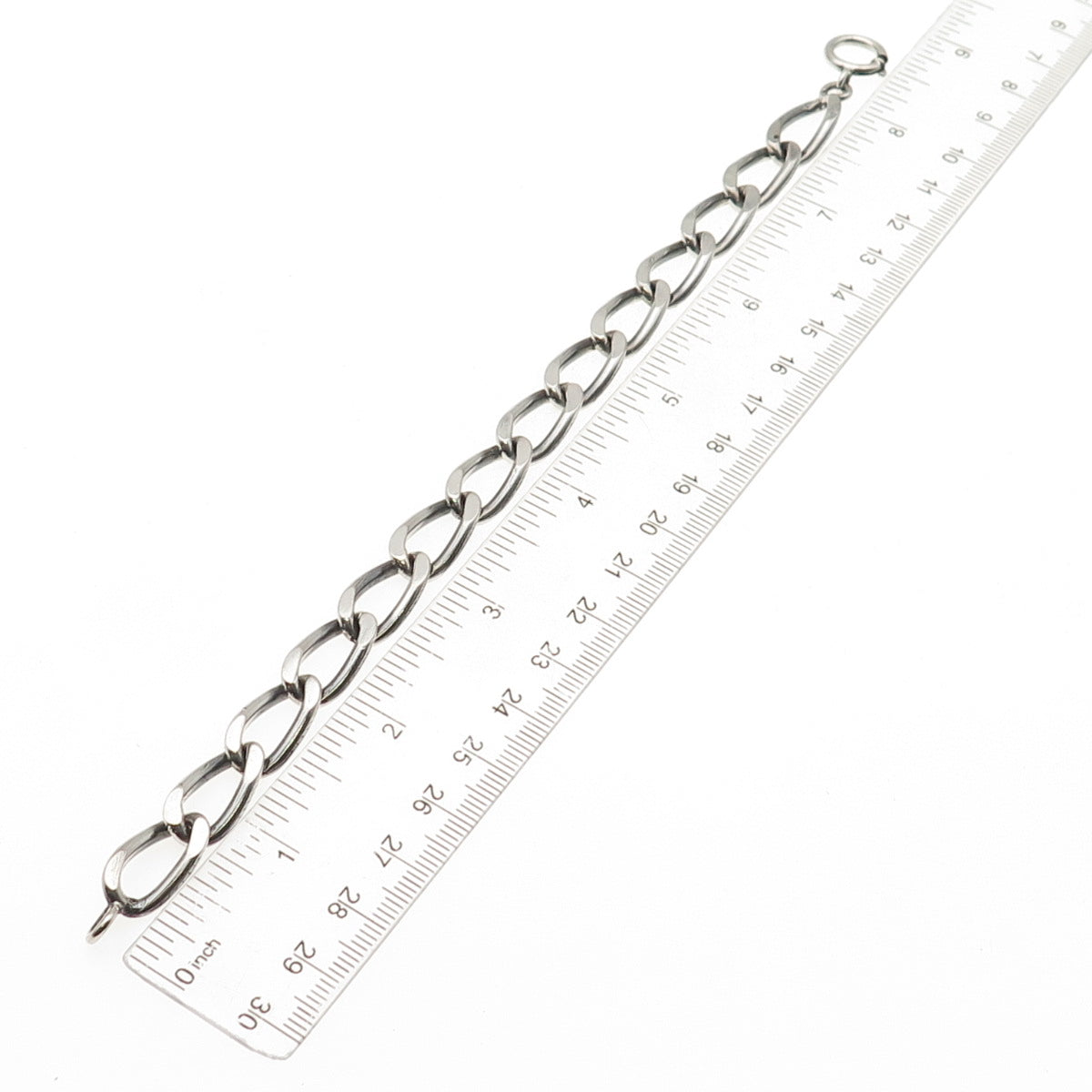 835 Silver Vintage Portugal Curb Link Oxidized Bracelet 8.25"