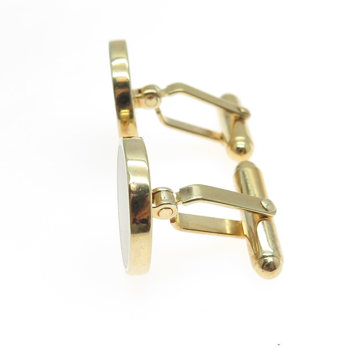 925 Sterling Silver Gold Plated Real Black Onyx Gemstone Cufflinks