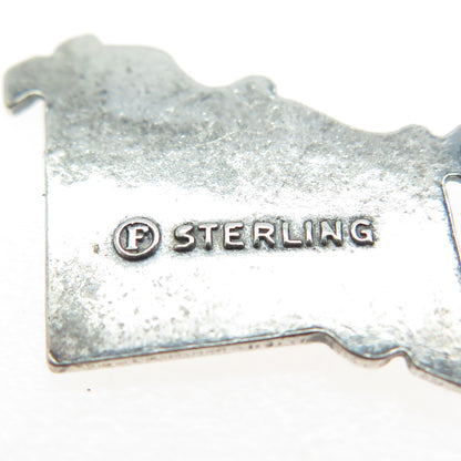 925 Sterling Silver Vintage "Missouri" State Map Charm Pendant