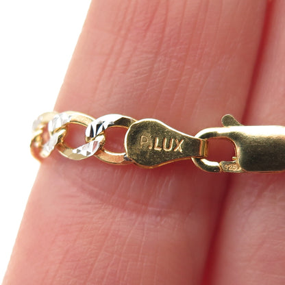 P. Lux 925 Sterling Silver 2-Tone Italy Diamond-Cut Figaro Chain Necklace 22"
