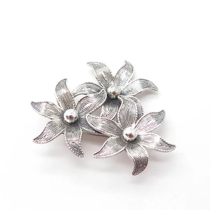 925 Sterling Silver Antique Art Deco Beau Flower Blossom Pin Brooch