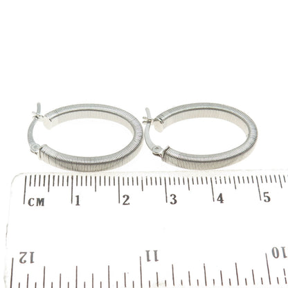 925 Sterling Silver Omega Link Oval Hoop Earrings