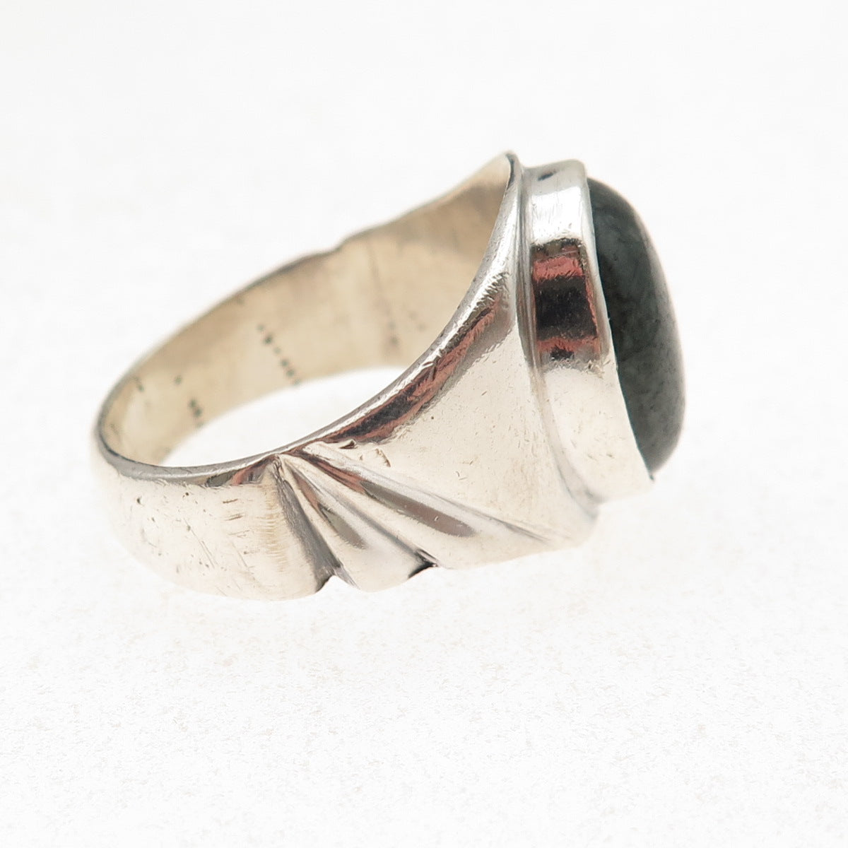 Carlos Silva 925 Sterling Silver Vintage Real Agate Modernist Ring Size 11