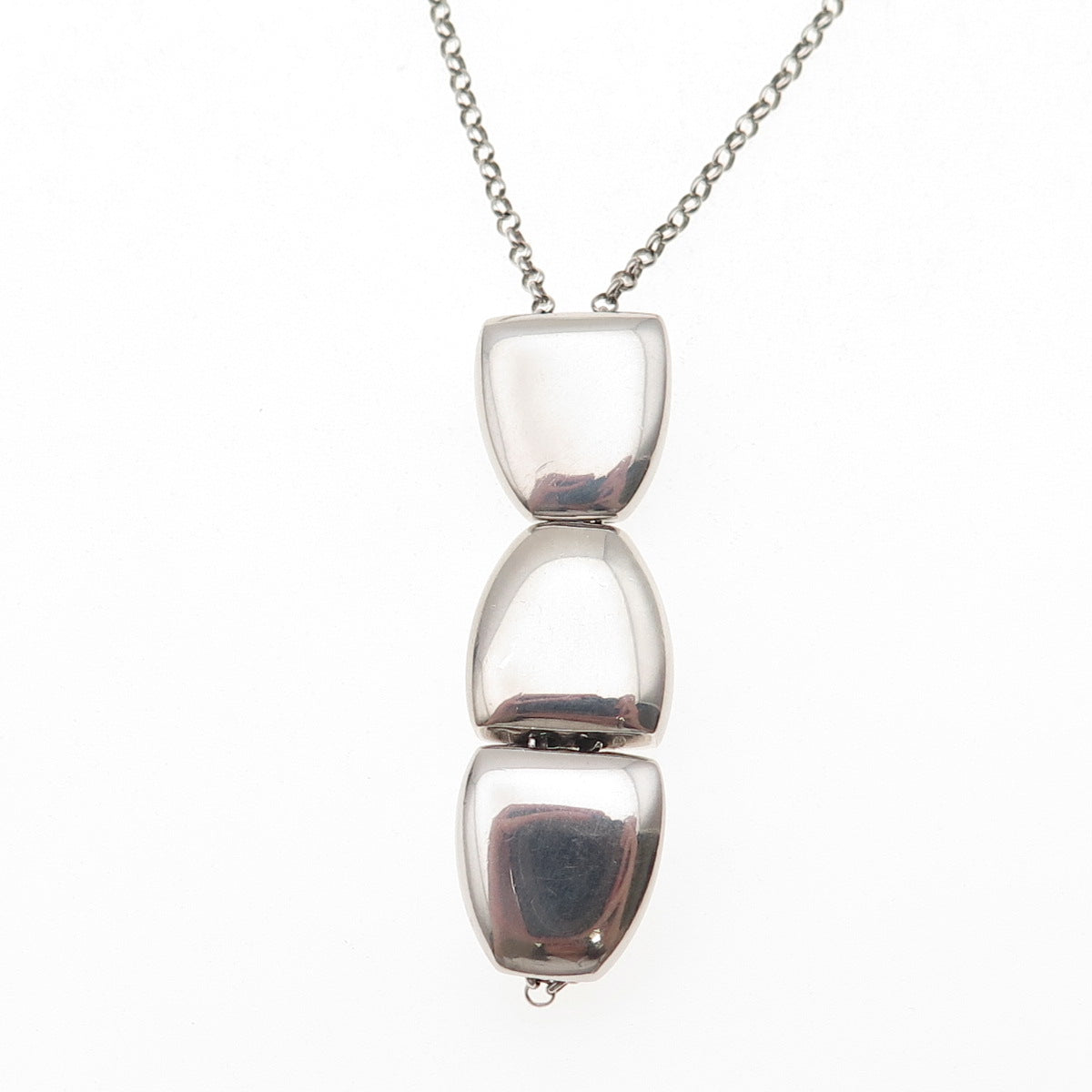 925 Sterling Silver Round-Cut C Z Modernist Fish Rolo Chain Necklace 16-18"