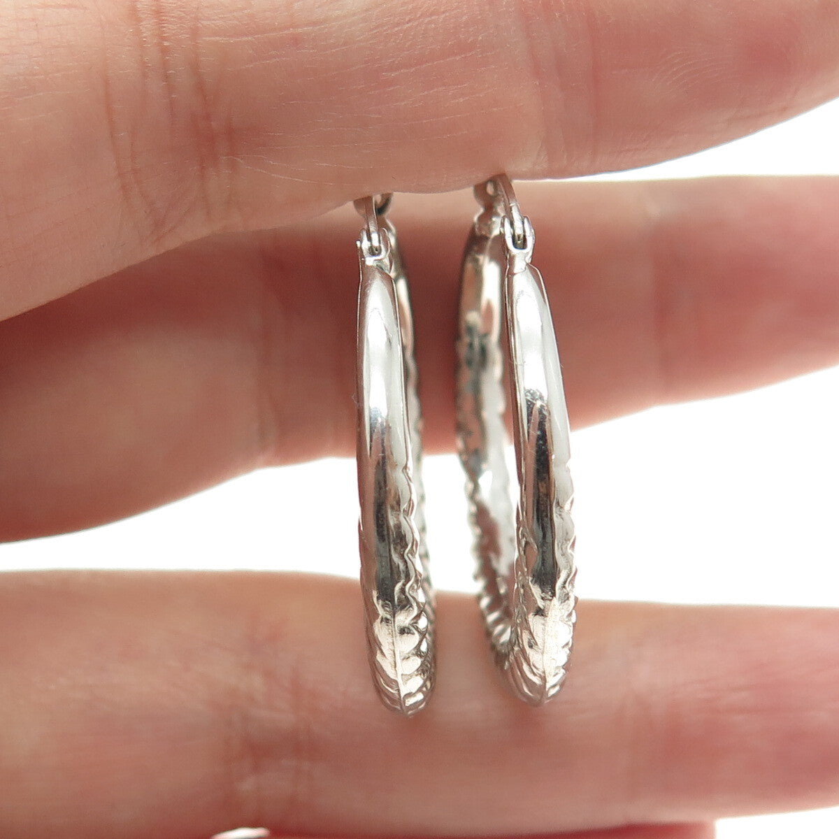 HAN 925 Sterling Silver Twisted Crescent Hoop Earrings