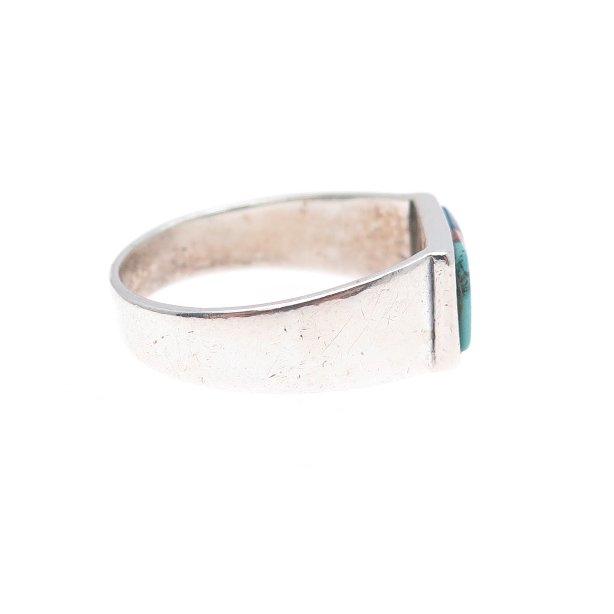 Teme Sunburst Old Pawn Sterling Silver Turquoise Coral Onyx Lapis Ring Size 9.75