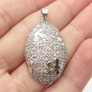925 Sterling Silver C Z Oval Pendant