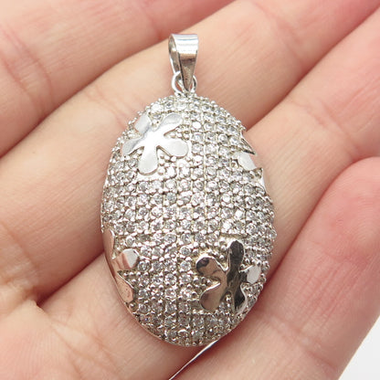 925 Sterling Silver C Z Oval Pendant