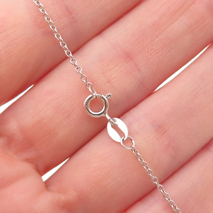 925 Sterling Silver C Z Heart Locket Pendant Cable Chain Necklace 18"