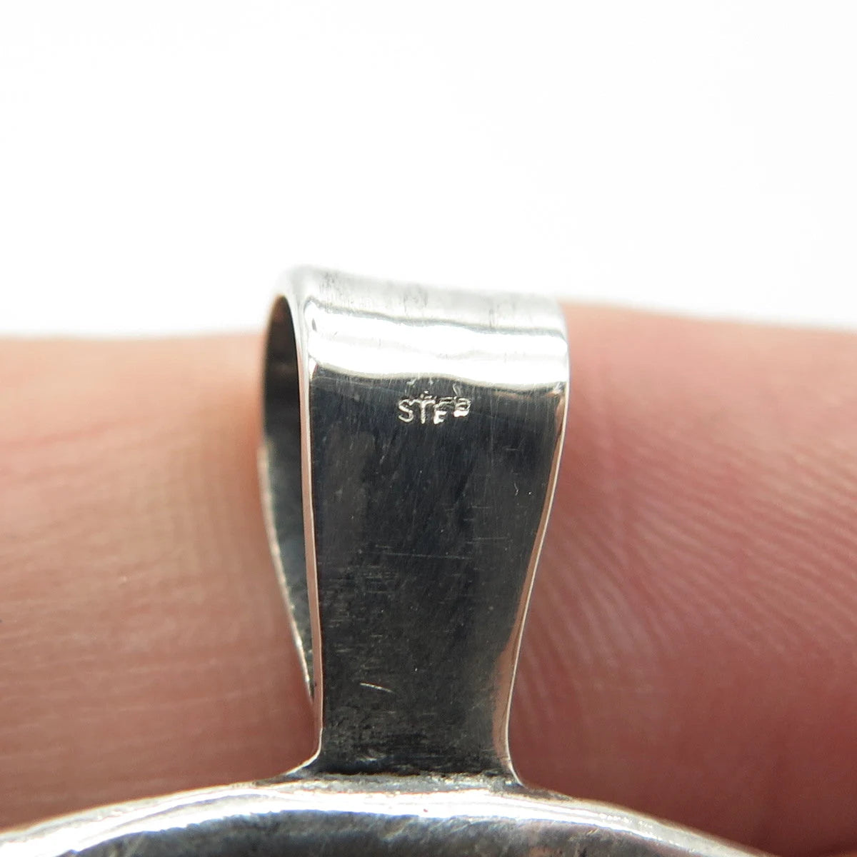 925 Sterling Silver Vintage Brutalist Modernist Large Round Pendant