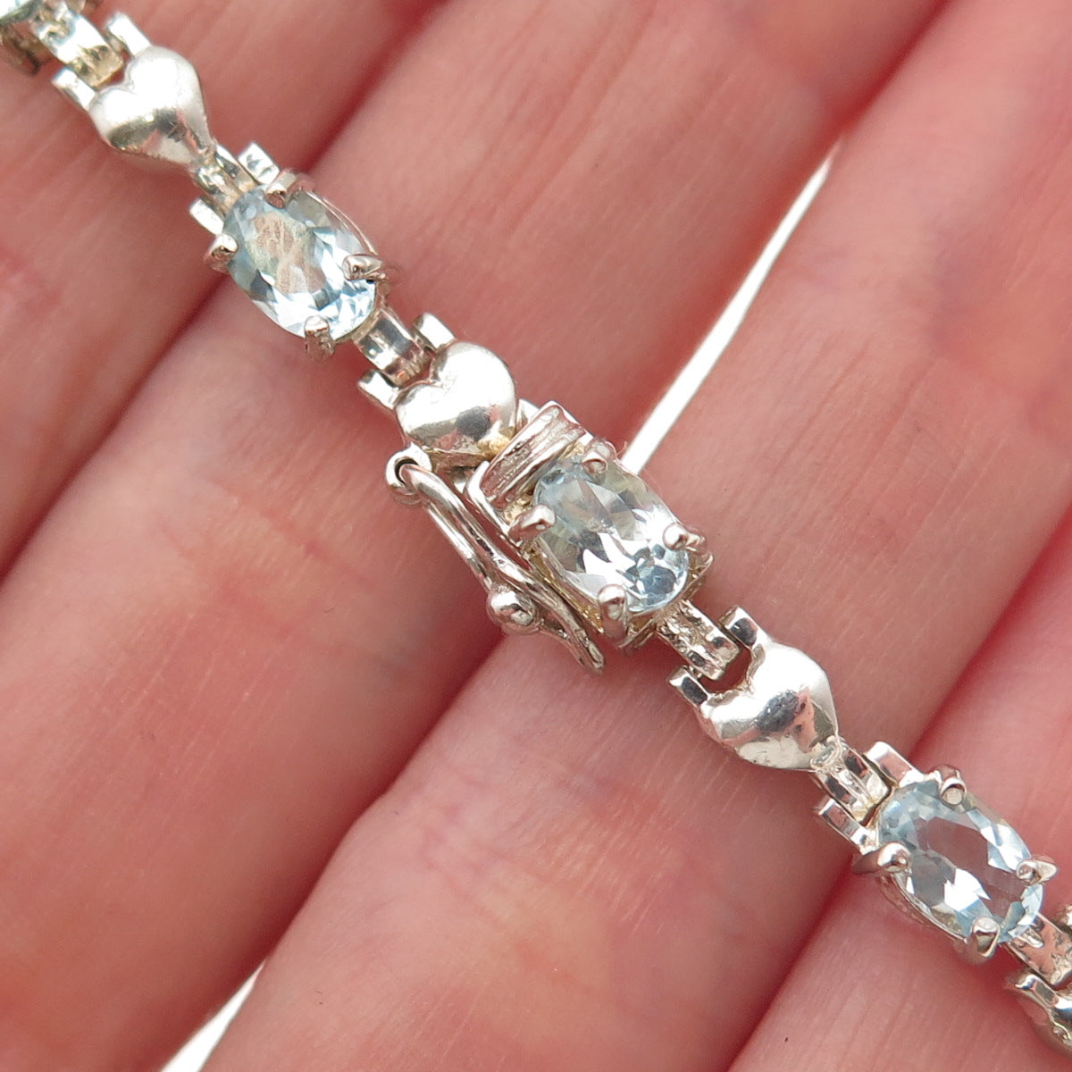 M.R.F. RESOURCES 925 Sterling Silver Real Blue Topaz Bracelet 7.25"