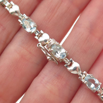 M.R.F. RESOURCES 925 Sterling Silver Real Blue Topaz Bracelet 7.25"