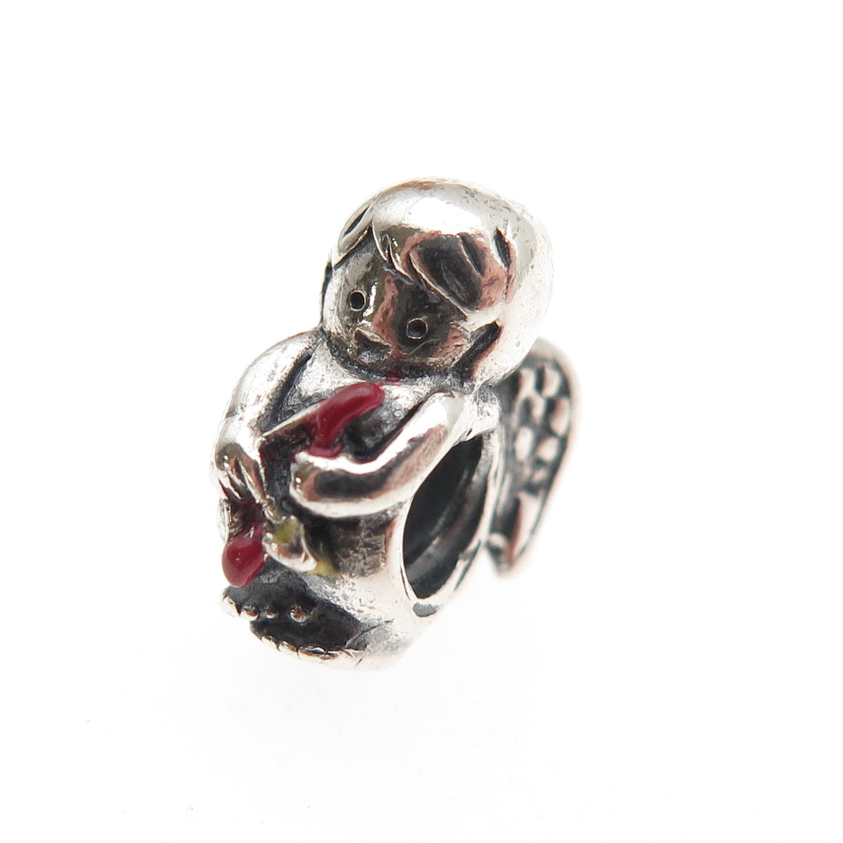 CHAMILIA 925 Sterling Silver Enamel Cupid Slide Bead Charm