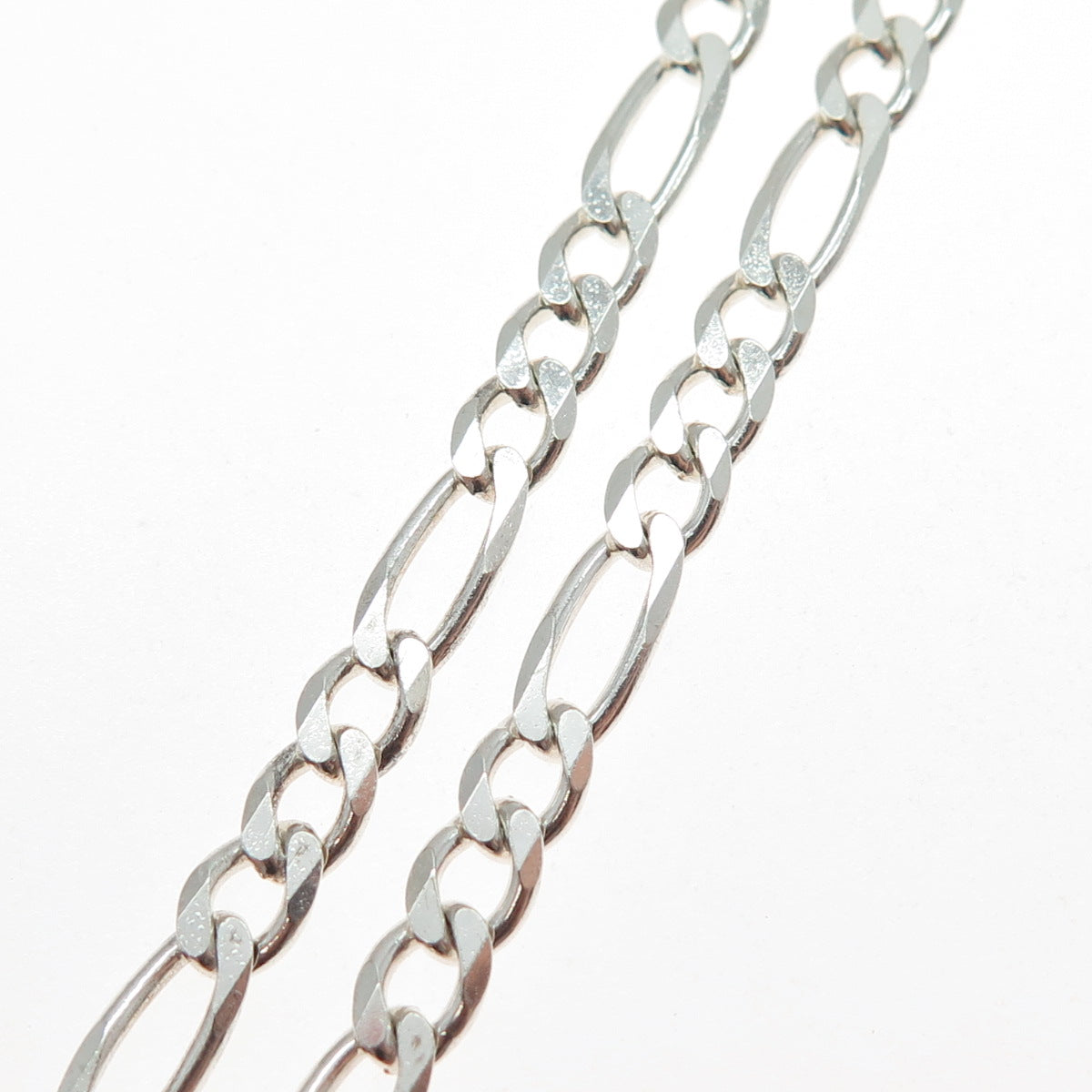 925 Sterling Silver Vintage Italy Figaro Chain Necklace 20"