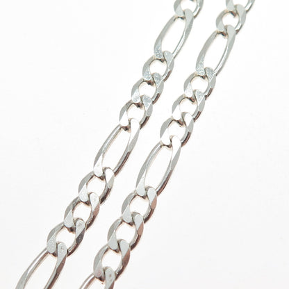 925 Sterling Silver Vintage Italy Figaro Chain Necklace 20"