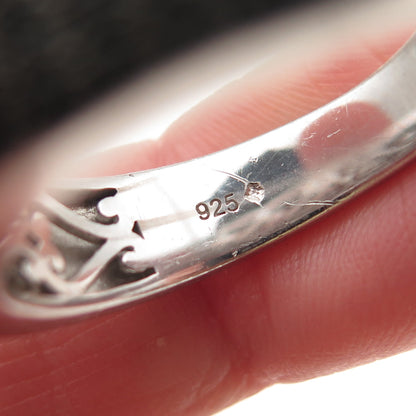 925 Sterling Silver Real Blue Diamond & Princess-Cut Aquamarine Ring Size 11