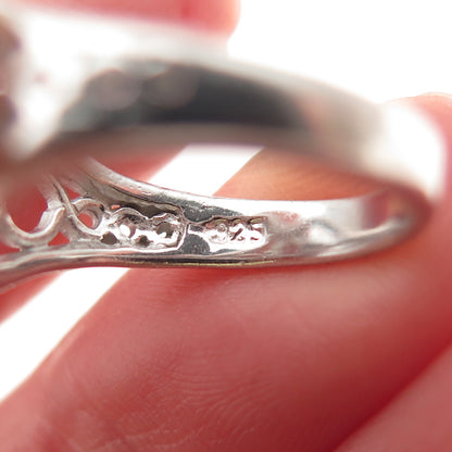 925 Sterling Silver Oval & Round-Cut C Z Promise Ring Size 5.75