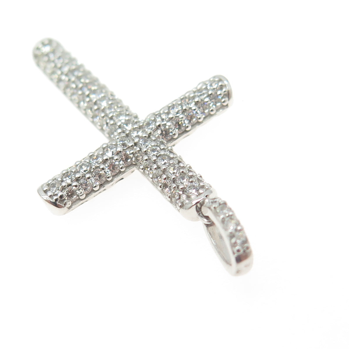 925 Sterling Silver Pave C Z Cross Pendant