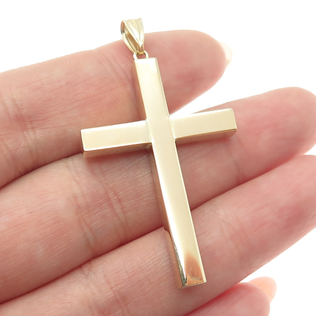 14K Yellow Gold Cross Religious Charm Pendant