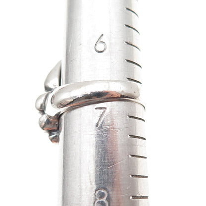 925 Sterling Silver Vintage Modernist Wing Oxidized Ring Size 6.75