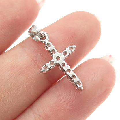 925 Sterling Silver Round-Cut C Z Cross Minimalist Pendant