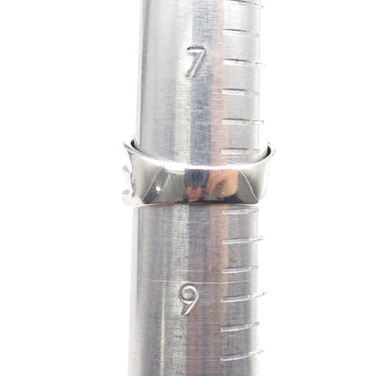 CHAPAL ZENRAY Sterling Silver Vintage Modernist Ribbed Oxidized Ring Size 8.25