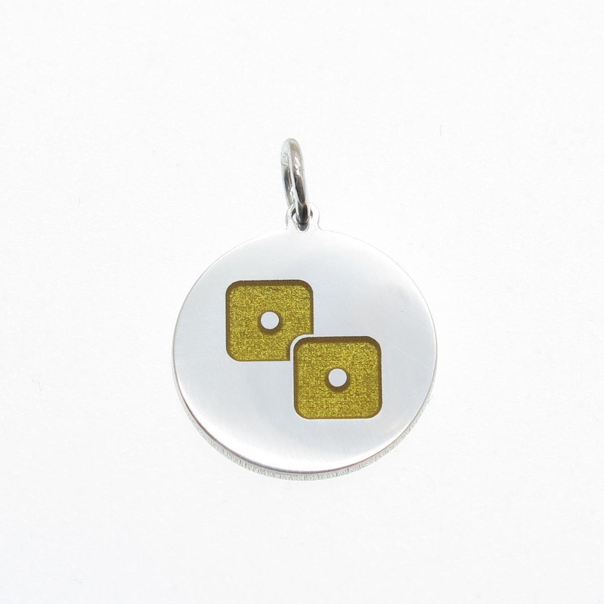 925 Sterling Silver Yellow Enamel Number 2 Lucky Dice Minimalist Charm Pendant