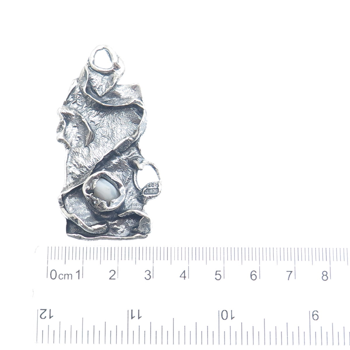 JENS PETER CLAUSEN GUDJONSSON Sterling Vintage Iceland Agate Brutalist Pendant