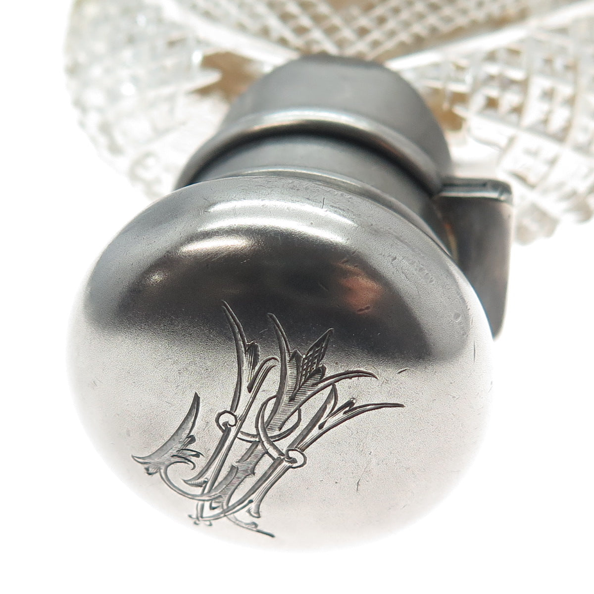 DEPOSE 84 Silver Crystal Antique Victorian Belgium Russian Empire Monogram Flask