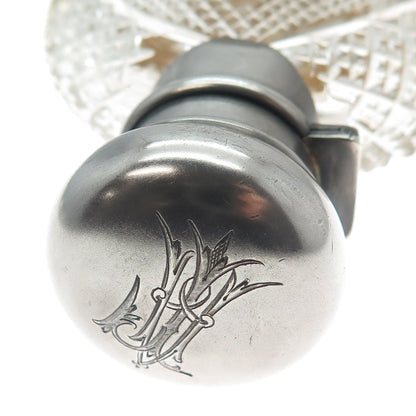DEPOSE 84 Silver Crystal Antique Victorian Belgium Russian Empire Monogram Flask