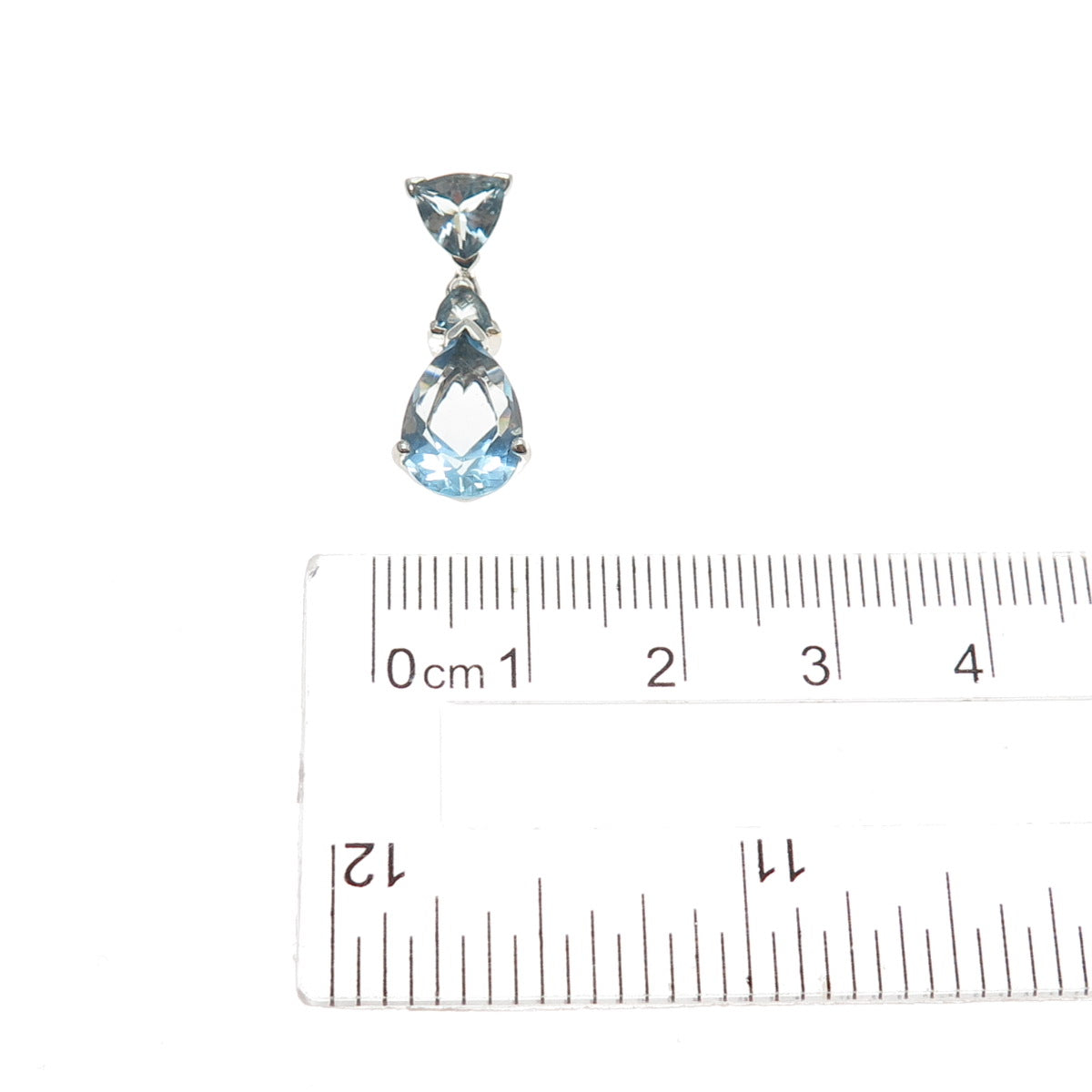 925 Sterling Silver Vintage Real Blue Topaz Mini Slide Charm Pendant
