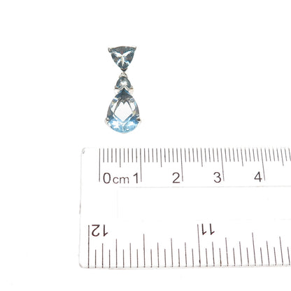 925 Sterling Silver Vintage Real Blue Topaz Mini Slide Charm Pendant