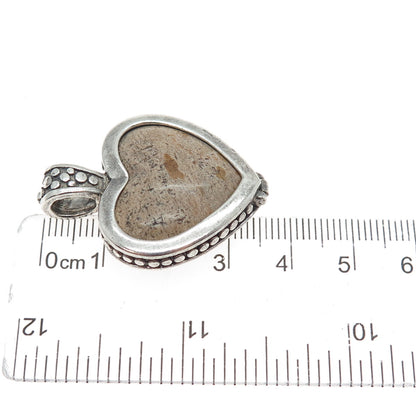KEN CRAFTS Sterling Vintage Tiger Eye Jasper Interchangeable Dual Sided Pendant