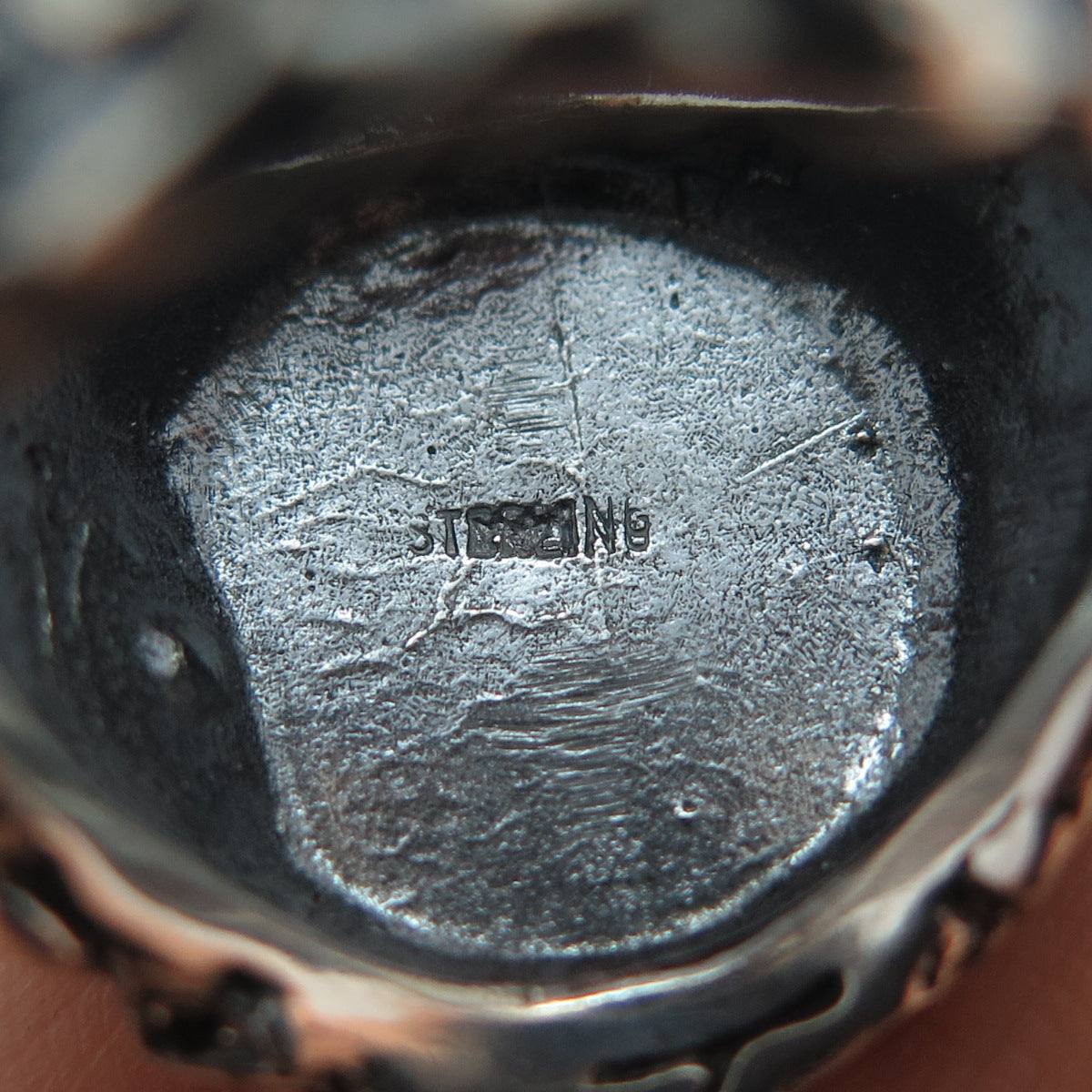 925 Sterling Silver Vintage Virgo Zodiac Sign Oxidized Nugget Ring Size 9.5